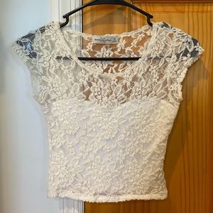 Abercrombie & Fitch White Lace Crop Top